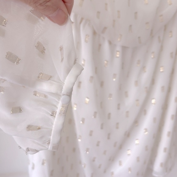 WHBM White Dress with Gold accents Size L NWT - Picture 5 of 12